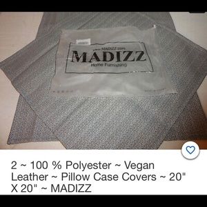 2pc Madizz Vegan Leather 20x20 pillow covers